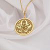 14K Gold Saraswati Pendant, Goddess of Music Charm, Tridevi Goddess Charm Necklace, Sarasvati Veena Playing, Hindu Goddess Charm Gift