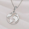 14K Solid Gold World Map Necklace, Silver Globetrotter Necklace, Earth Necklace, World Jewelry, Gold Enamel World Medallion, Dainty World